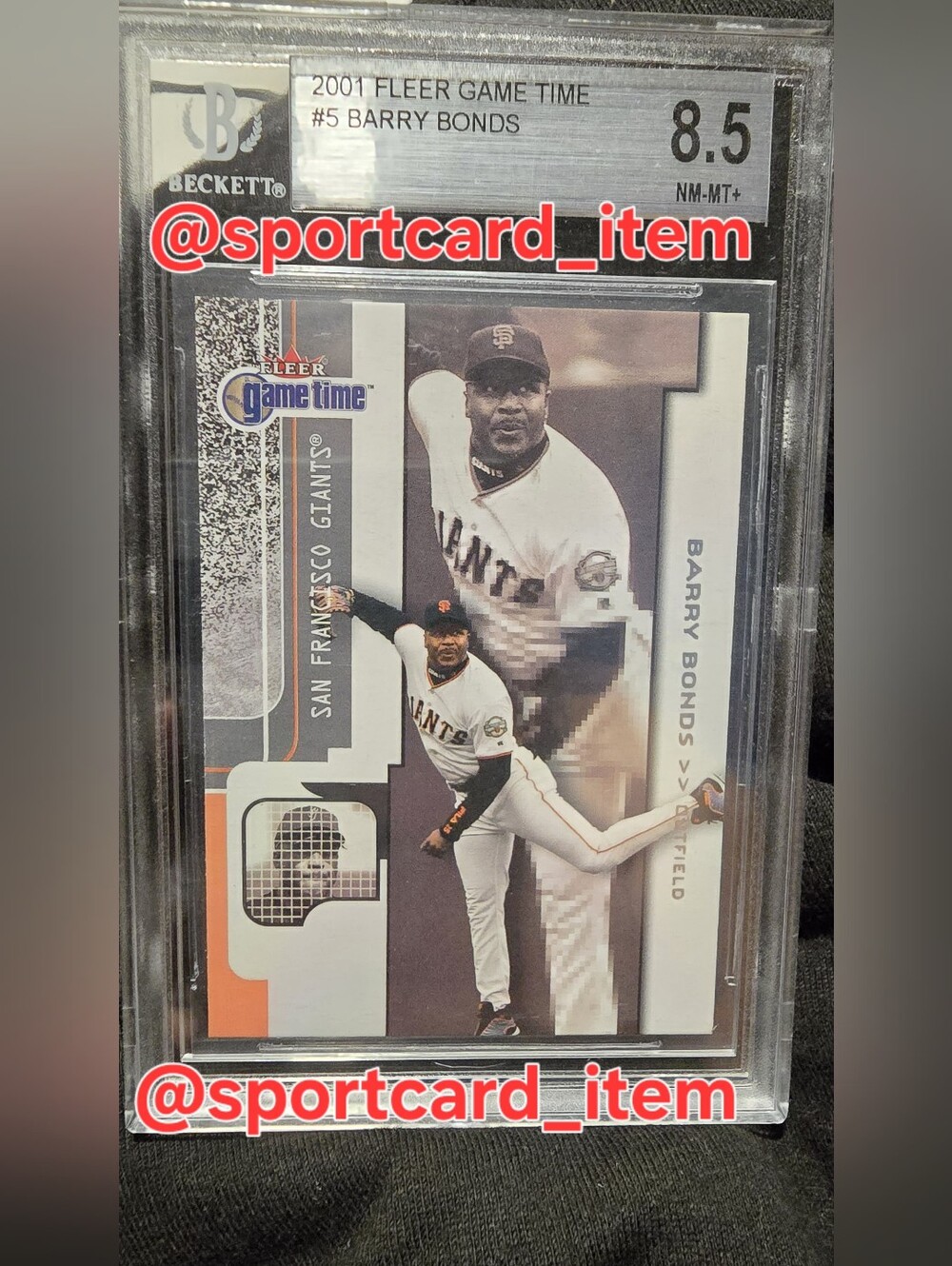 2001 Fleer Game Time #5 Barry Bonds – Graded Beckett BGS 8.5 NM-MT+
